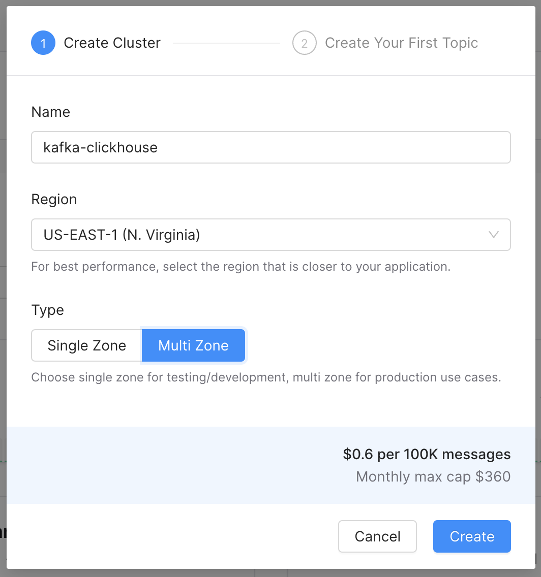 create kafka cluster